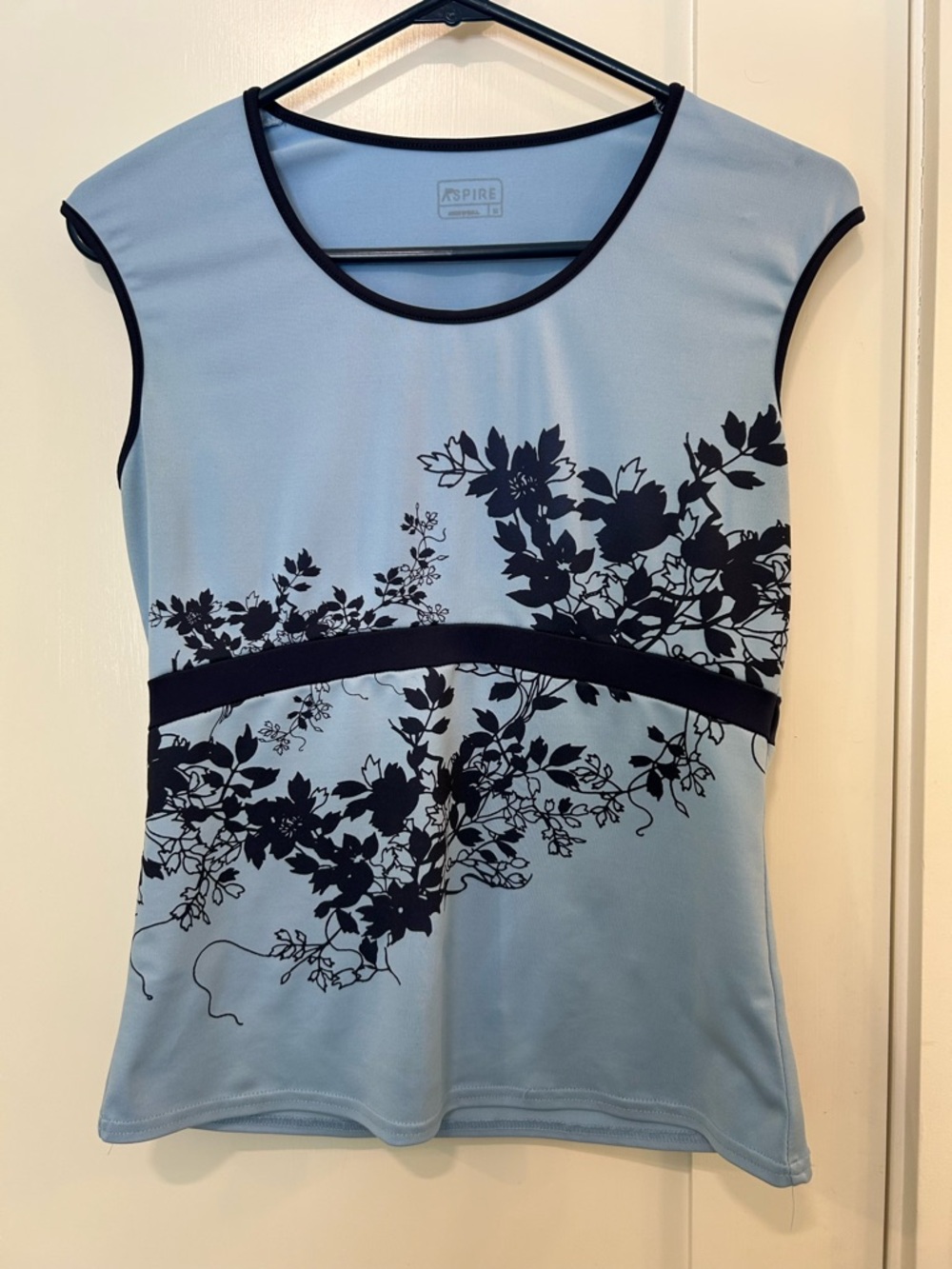 Aspire Blue Floral Athletic Tank Top | Workout Activewear | Size SLightweight As